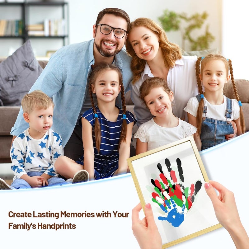 80S Family Handprint Kit, Handprint Art Craft DIY Kit, Baby Hand Print Gift for New Moms, Parents, Grandparents, 6 Safe, Non-Toxic Paints, Ideal for Mother's Day, Father's Day, Anniversary & More - Image 2